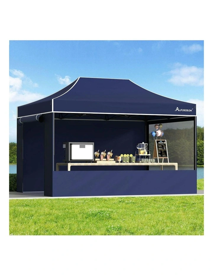 Gazebo Marquee 600D Oxford Folding Camping Tent 4.5x3m in Navy image 2