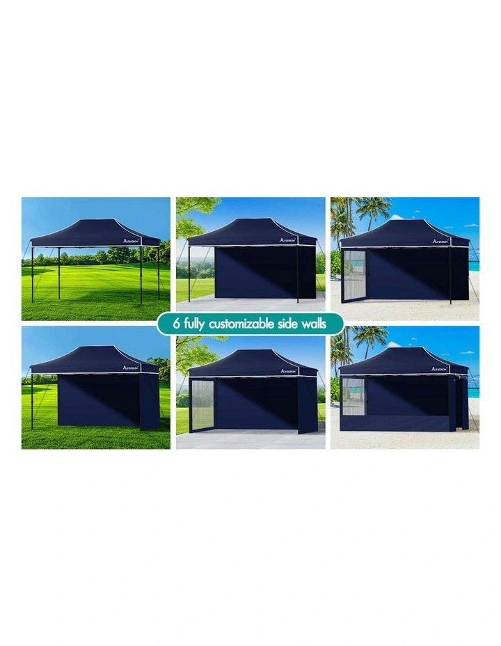 Gazebo Marquee 600D Oxford Folding Camping Tent 4.5x3m in Navy image 5