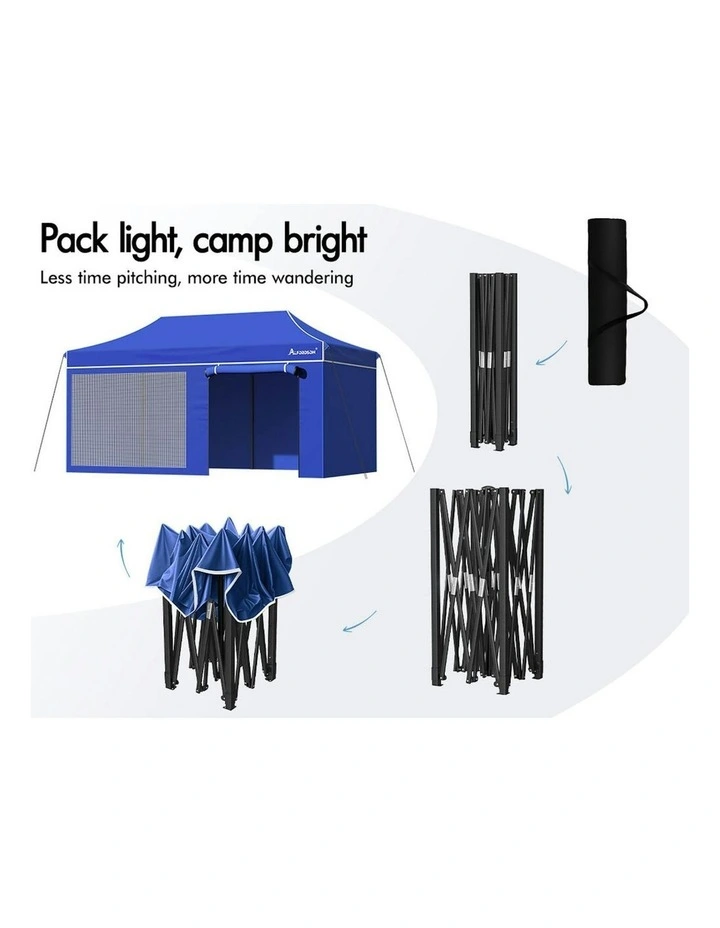 Gazebo Marquee Camping Folding Tent 3x6m in Blue image 1