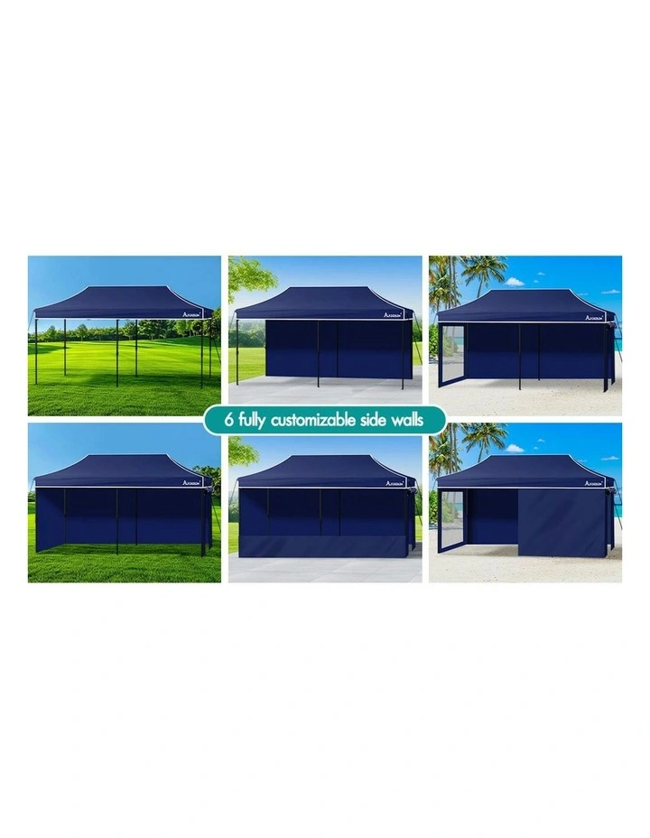 Gazebo Marquee 600D Oxford Folding Camping Tent 6x3m in Navy image 5
