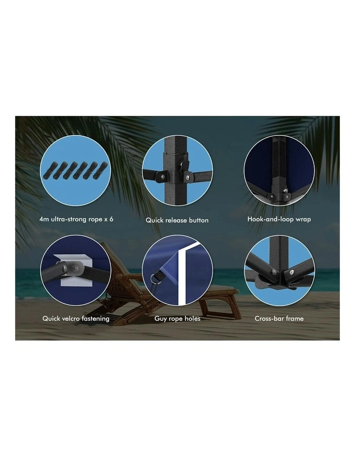 Gazebo Marquee 600D Oxford Folding Camping Tent 6x3m in Navy image 6