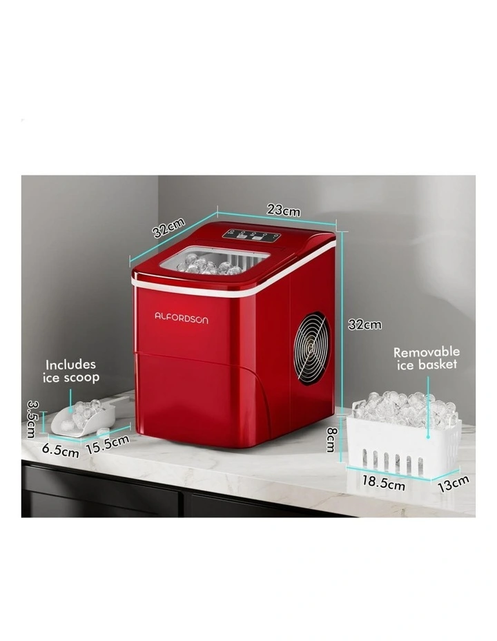Commercial Portable 12kg Ice Cube Tray 2.2L Ice Maker in Red image 3