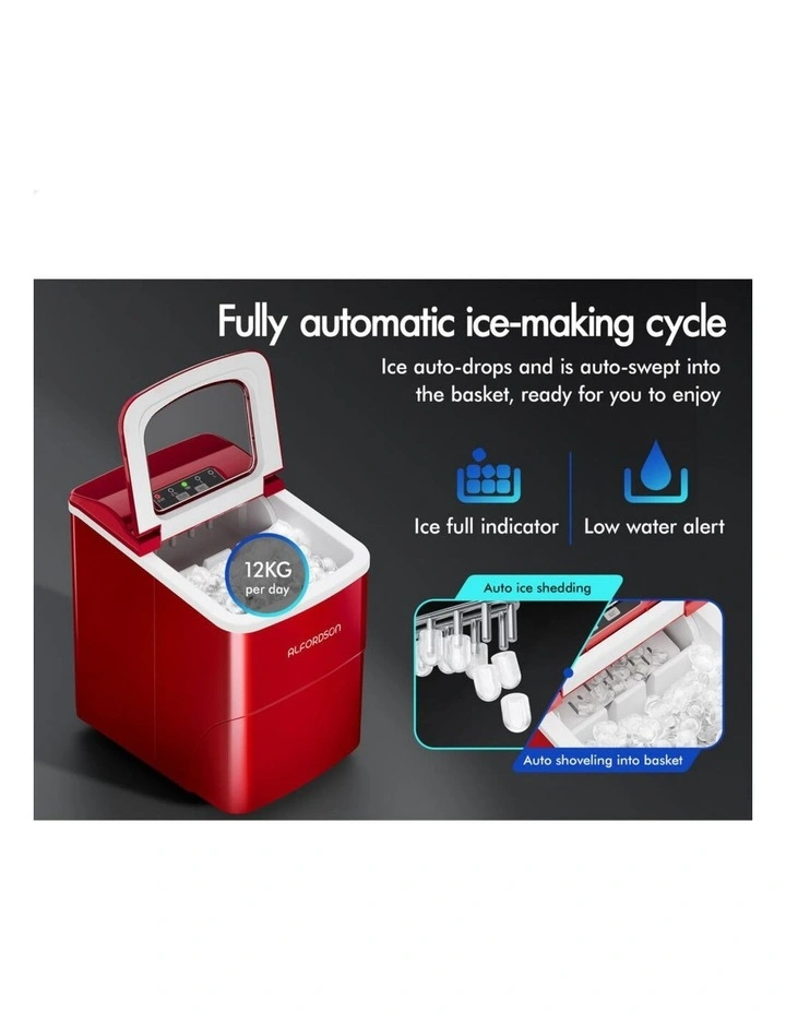 Commercial Portable 12kg Ice Cube Tray 2.2L Ice Maker in Red image 4