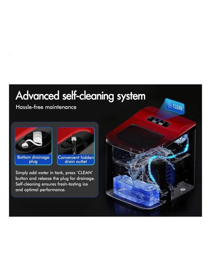 Commercial Portable 12kg Ice Cube Tray 2.2L Ice Maker in Red image 5