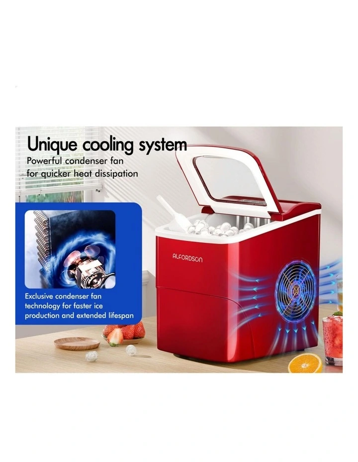 Commercial Portable 12kg Ice Cube Tray 2.2L Ice Maker in Red image 6