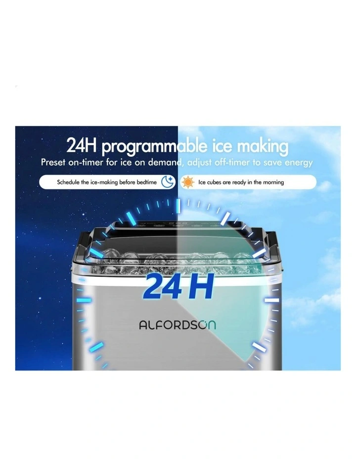 Commercial 12kg 24hour Timer 2.2L Portable Ice Maker in Silver image 3