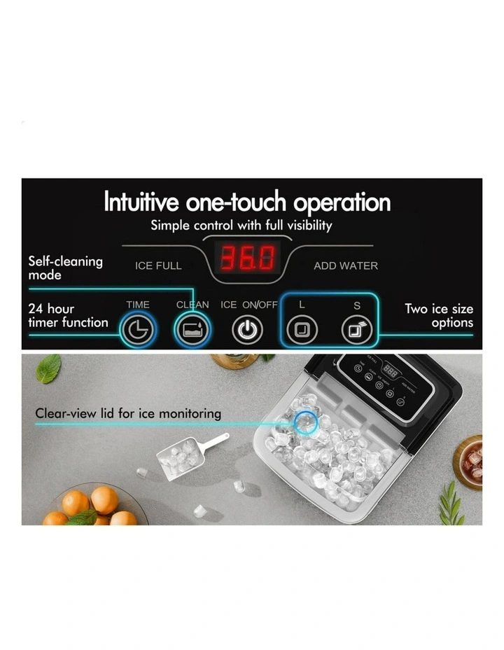Commercial 12kg 24hour Timer 2.2L Portable Ice Maker in Silver image 4