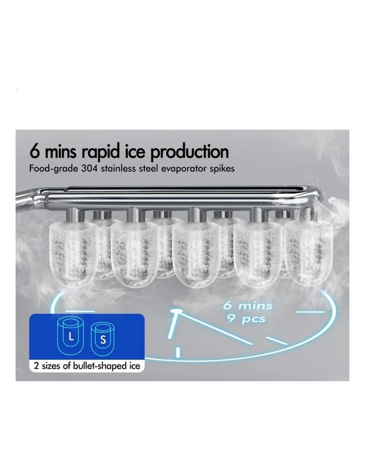 Commercial 12kg 24hour Timer 2.2L Portable Ice Maker in Silver image 6