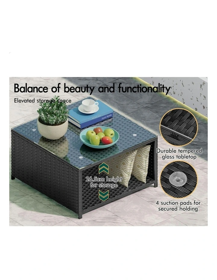 Outdoor Lounge Sofa Set 7 Pieces in Black image 5