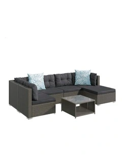Outdoor Setting Lounge Sofa Set 6 Seater in Dark Grey