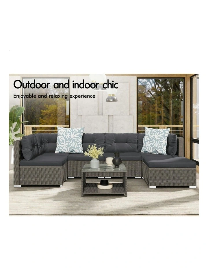 Outdoor Setting Lounge Sofa Set 6 Seater in Dark Grey image 3