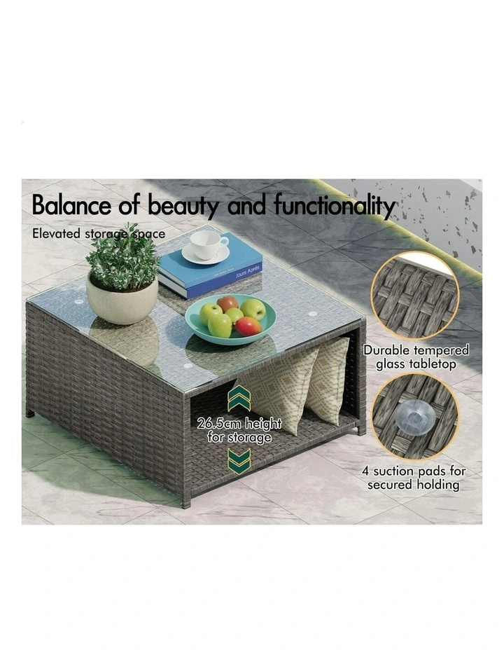 Outdoor Setting Lounge Sofa Set 6 Seater in Dark Grey image 5