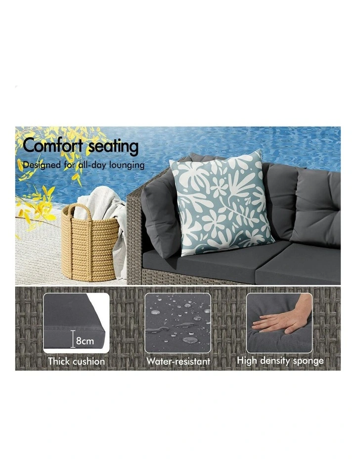 Outdoor Setting Lounge Sofa Set 6 Seater in Dark Grey image 6
