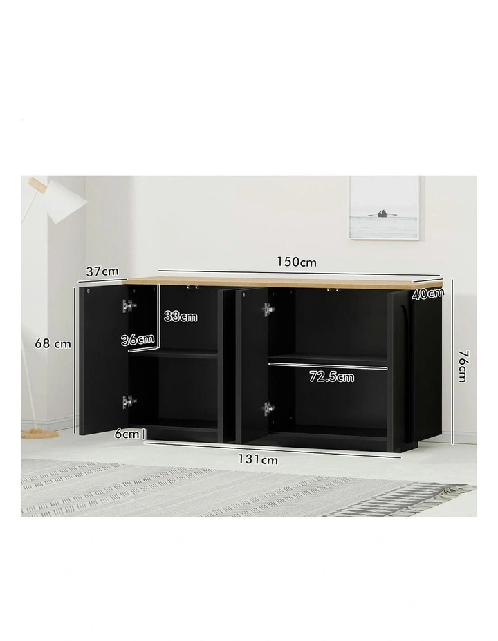 Buffet Sideboard Storage Cabinet in Black image 6