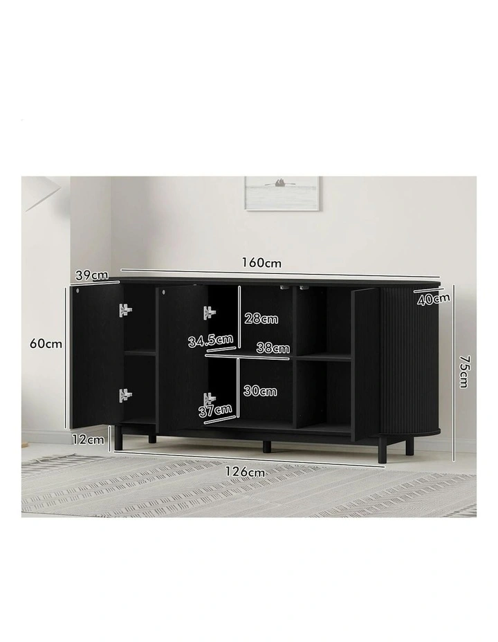 Buffet Sideboard 3 Doors Cabinet in Black image 6