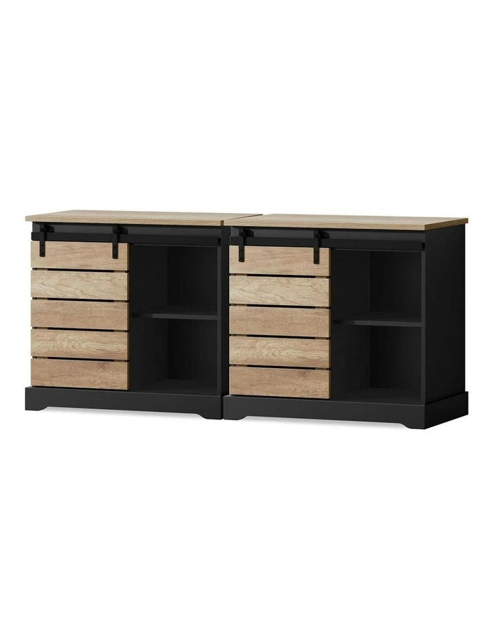 Buffet Sliding Door Storage Sideboard Cabinet x2 in Multi image 1