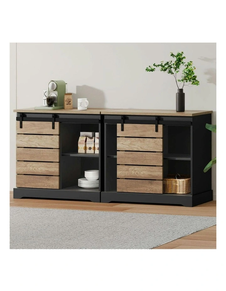 Buffet Sliding Door Storage Sideboard Cabinet x2 in Multi image 2