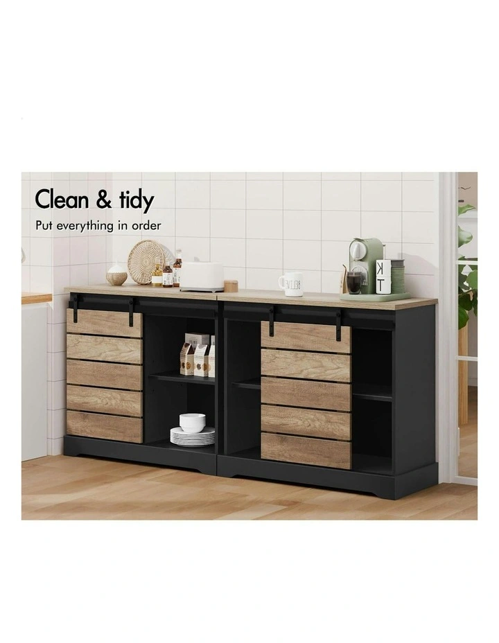 Buffet Sliding Door Storage Sideboard Cabinet x2 in Multi image 3