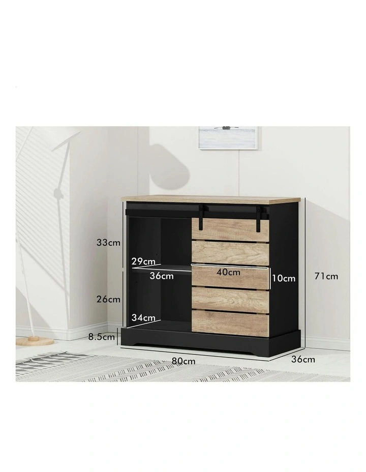 Buffet Sliding Door Storage Sideboard Cabinet x2 in Multi image 6