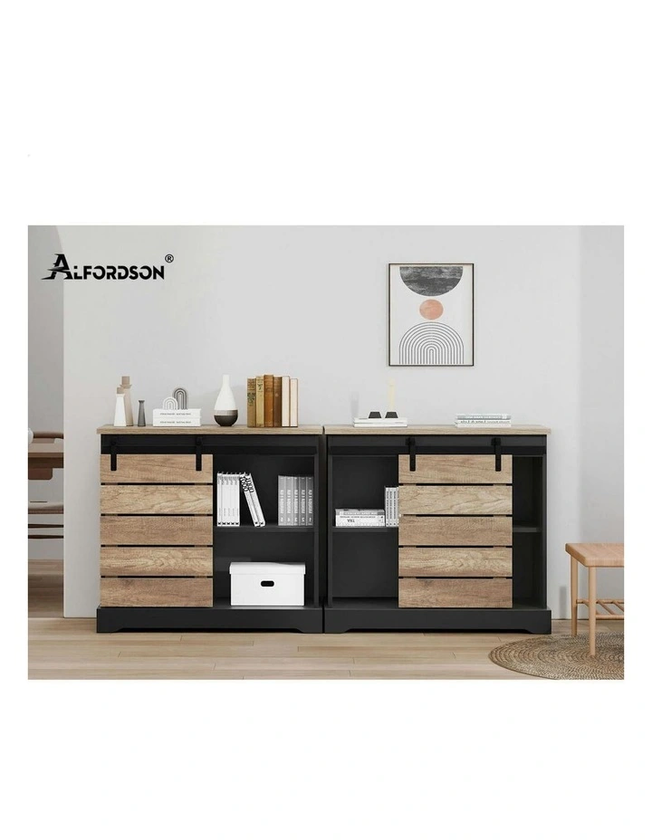 Buffet Sliding Door Storage Sideboard Cabinet x2 in Multi image 7