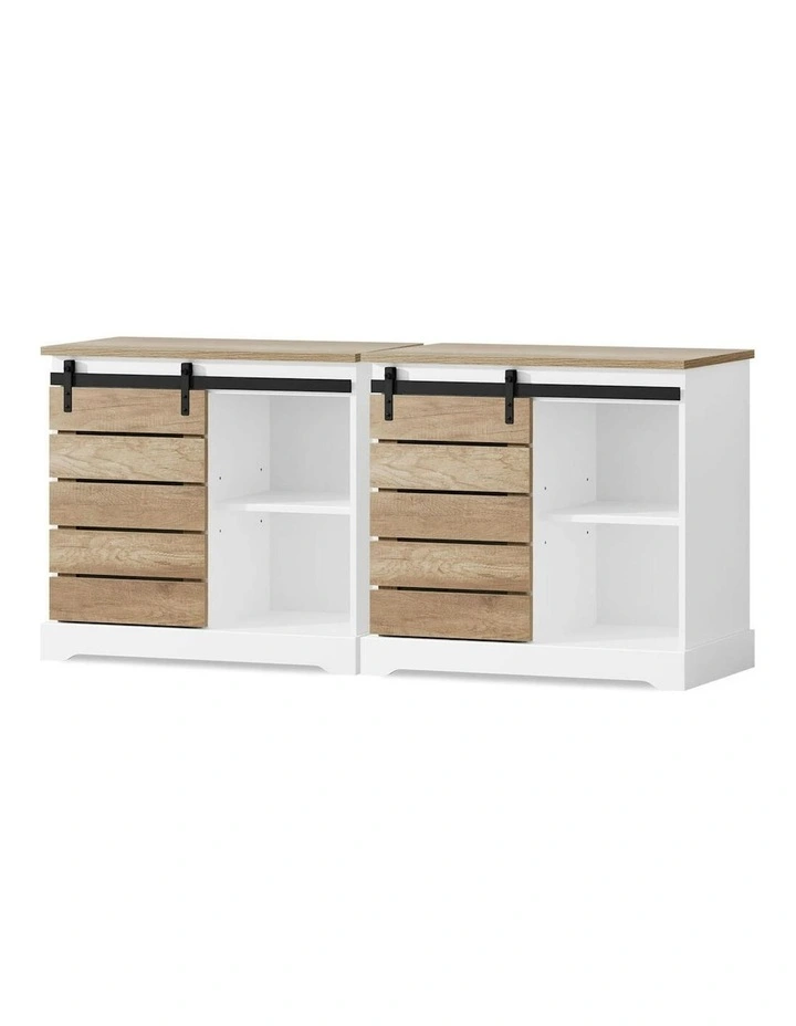 Buffet Sliding Door Storage Sideboard Cabinet 2x in White image 1