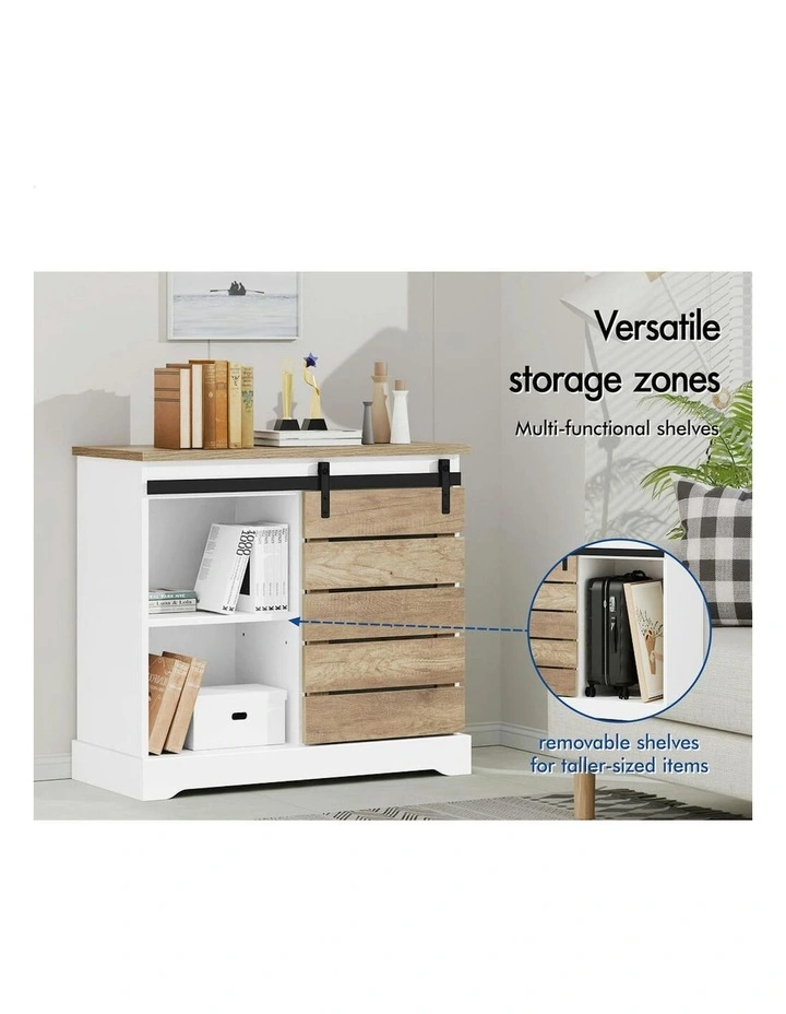 Buffet Sliding Door Storage Sideboard Cabinet 2x in White image 4