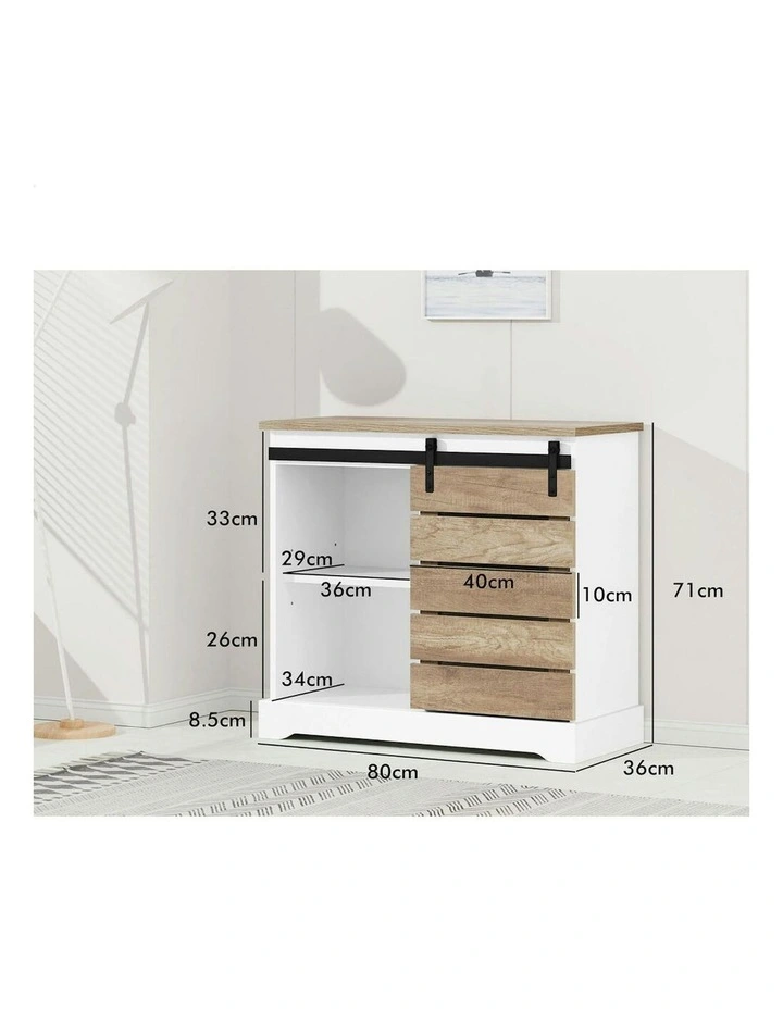 Buffet Sliding Door Storage Sideboard Cabinet 2x in White image 7