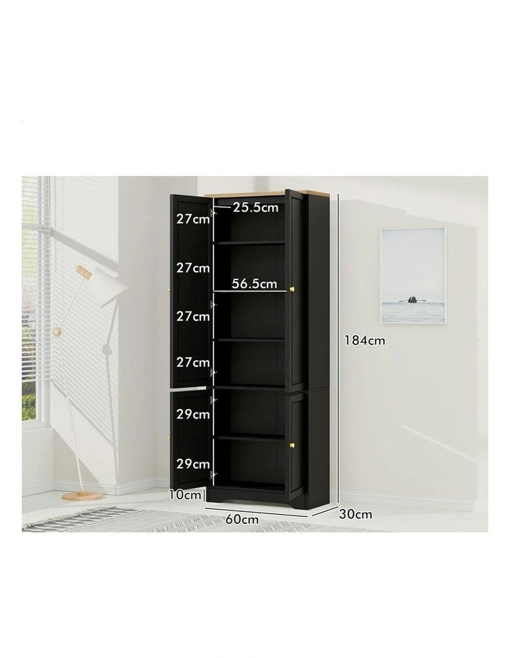 Buffet Hallway Sideboard Storage Cabinet 184cm in Black image 6