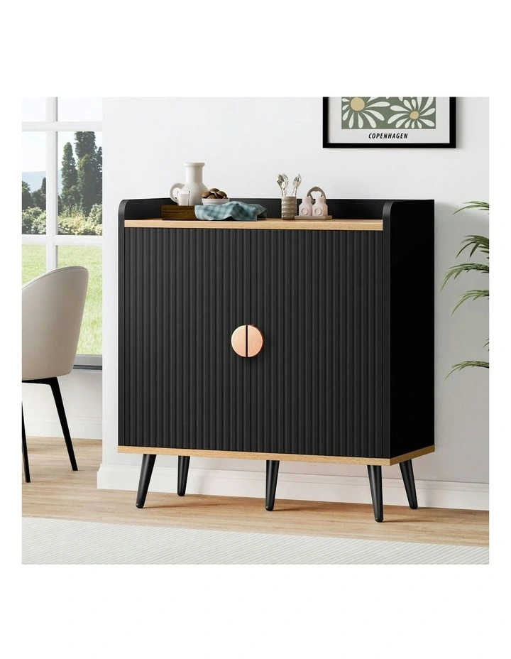 Buffet Hallway Doors Sideboard Cabinet Storage in Black image 2