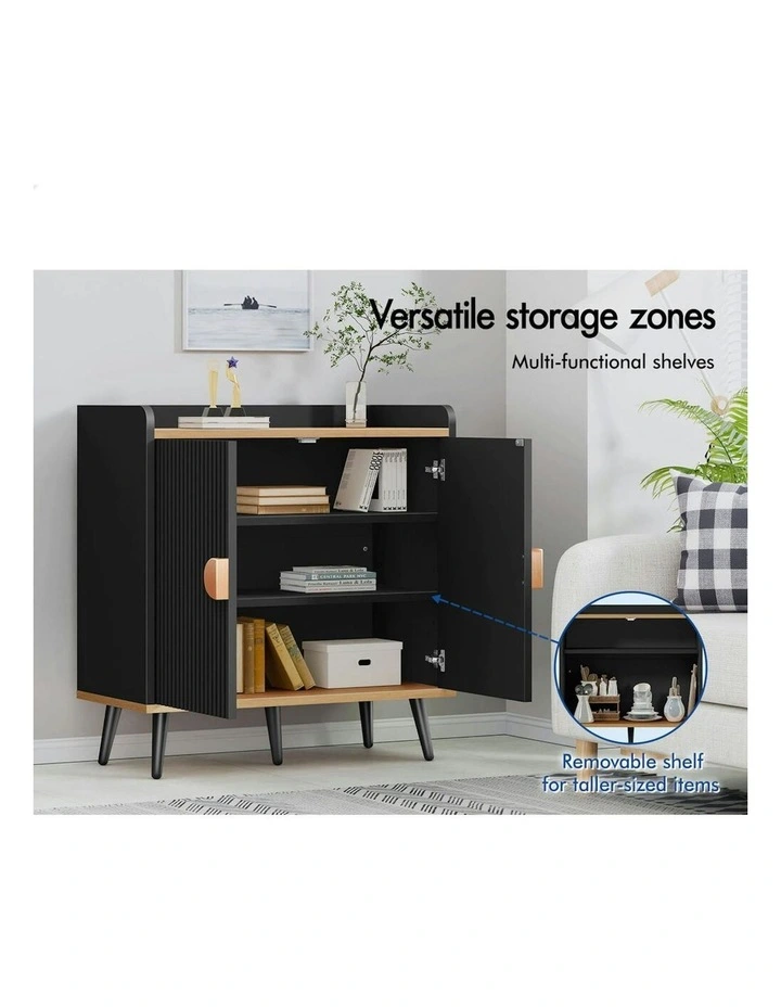 Buffet Hallway Doors Sideboard Cabinet Storage in Black image 3