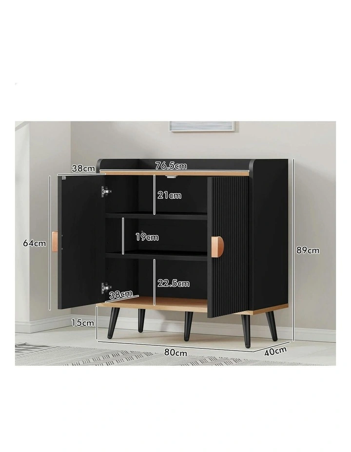 Buffet Hallway Doors Sideboard Cabinet Storage in Black image 6