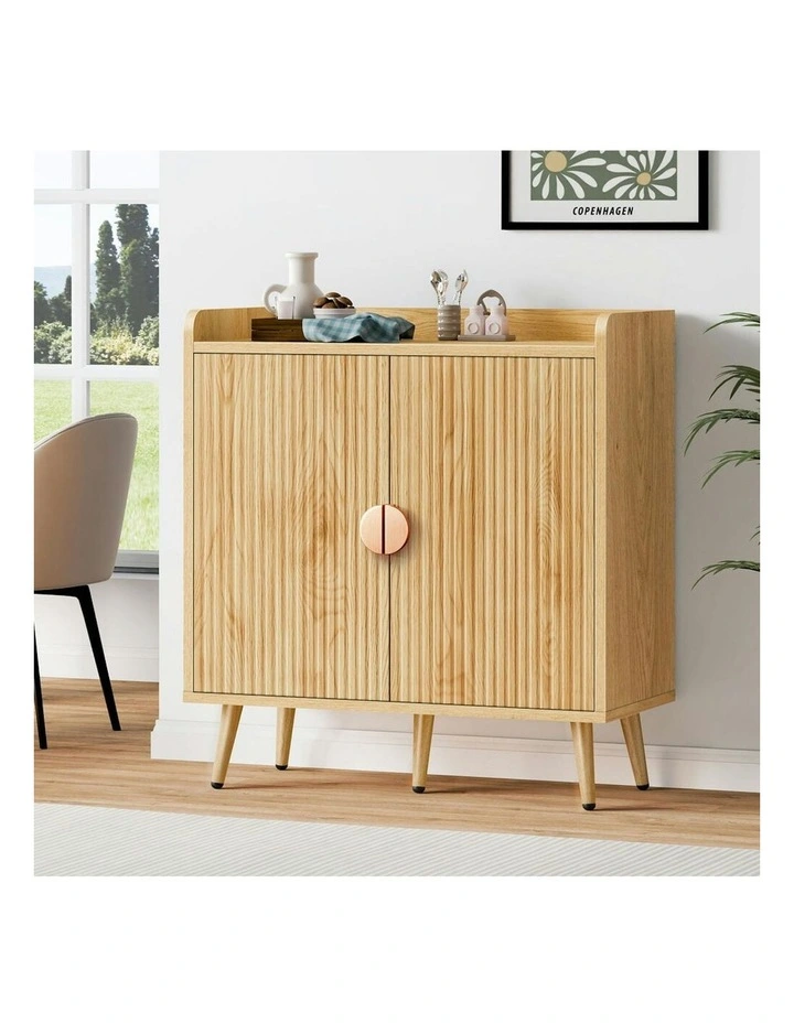 Buffet Hallway Wooden Doors Sideboard Cabinet Storage in Beige image 2