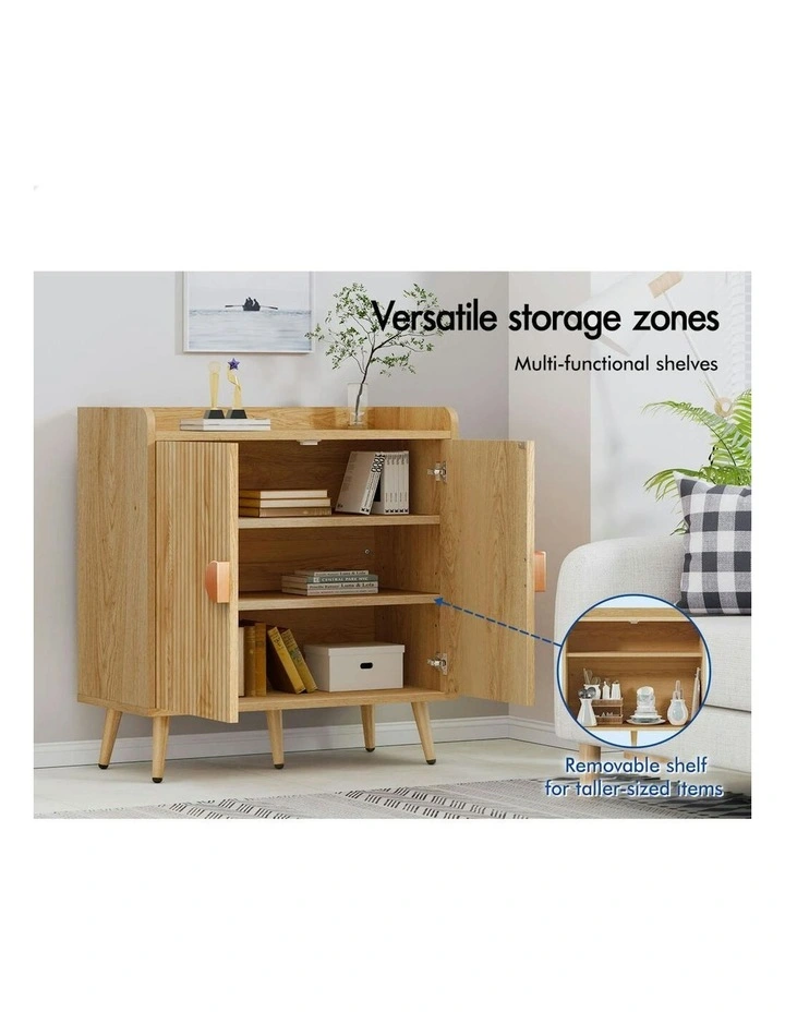 Buffet Hallway Wooden Doors Sideboard Cabinet Storage in Beige image 3