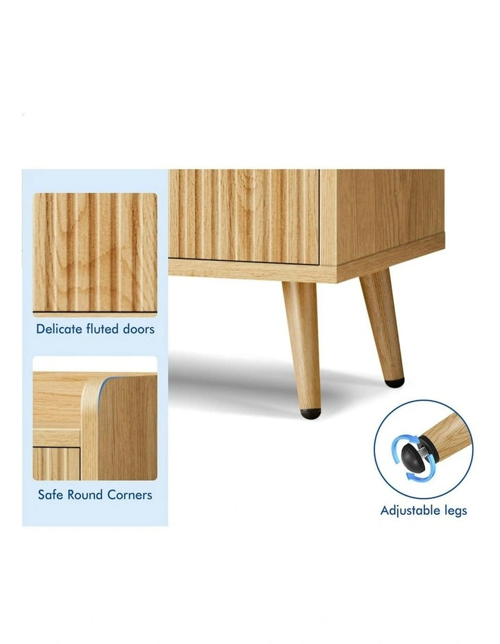 Buffet Hallway Wooden Doors Sideboard Cabinet Storage in Beige image 5