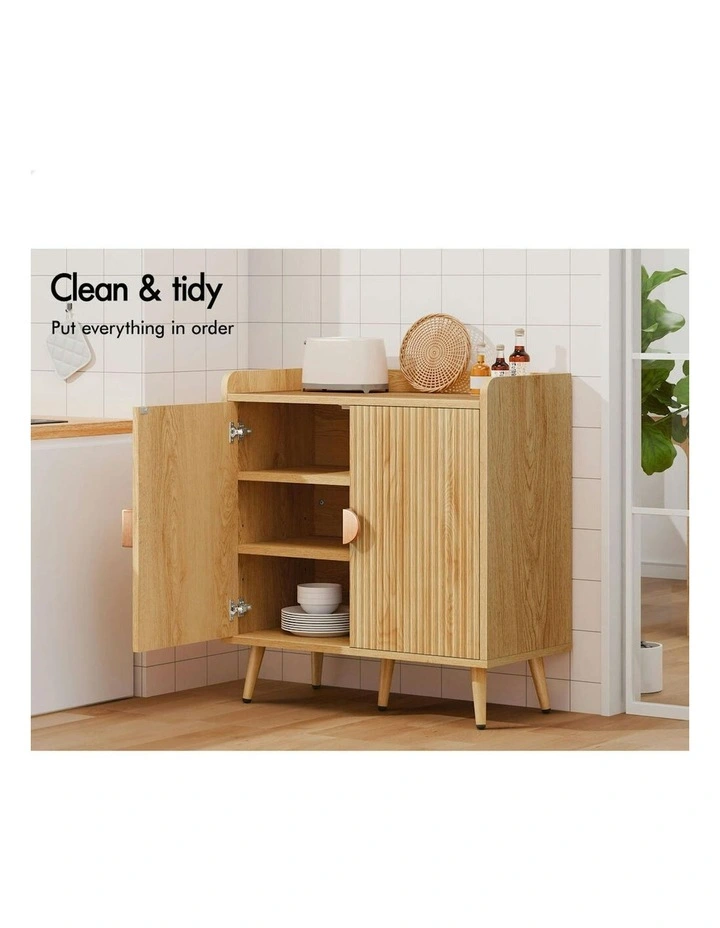 Buffet Hallway Wooden Doors Sideboard Cabinet Storage in Beige image 7