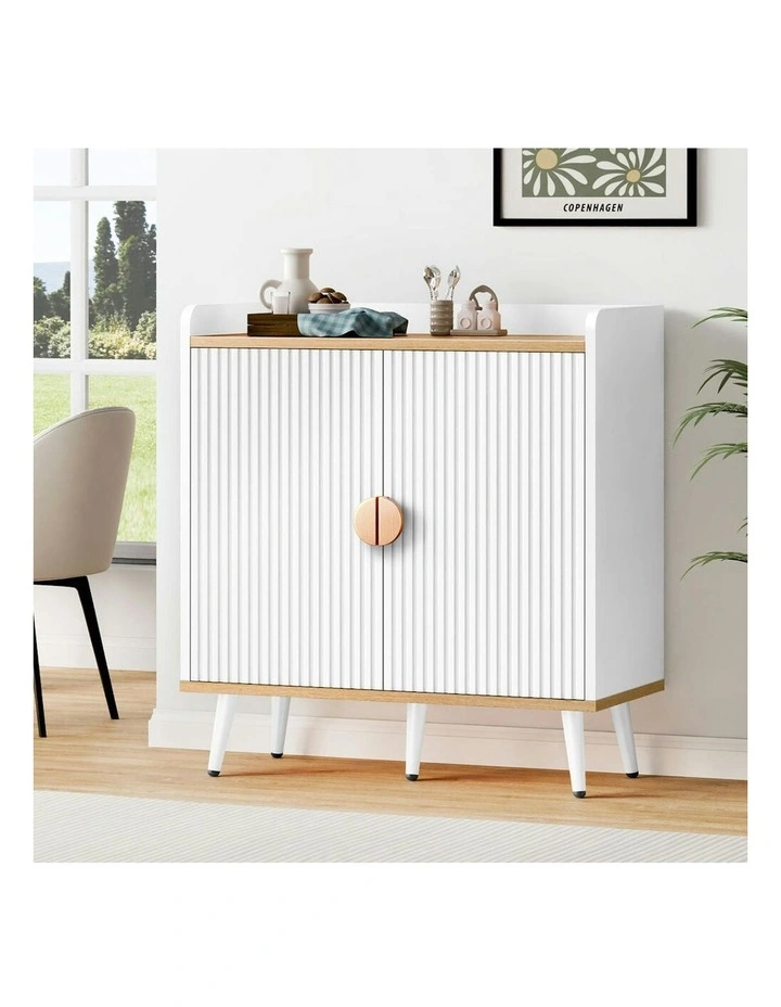 Buffet Hallway Wooden Doors Sideboard Cabinet Storage in White image 2