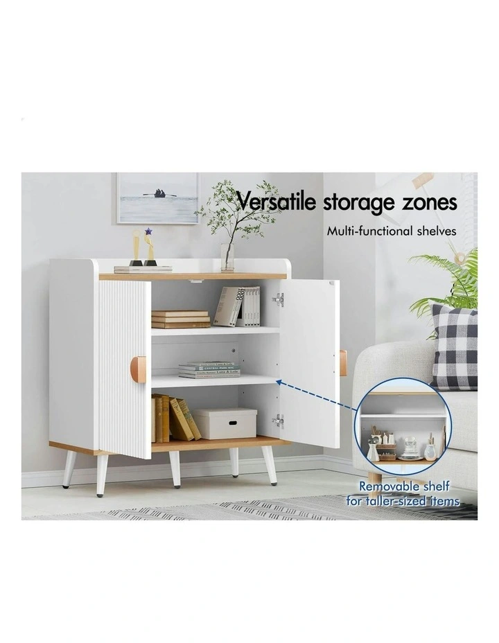 Buffet Hallway Wooden Doors Sideboard Cabinet Storage in White image 3