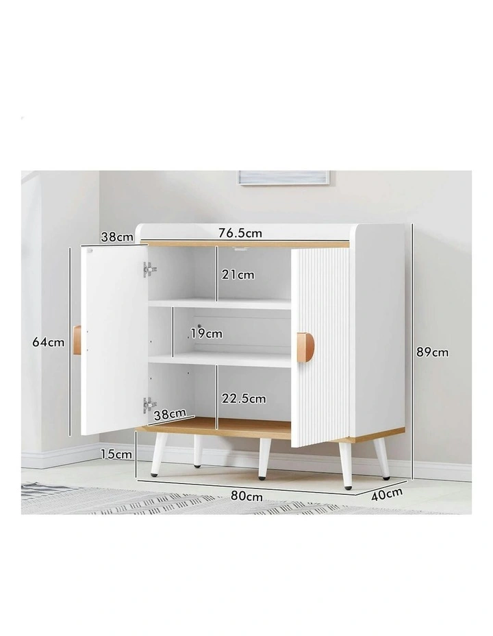 Buffet Hallway Wooden Doors Sideboard Cabinet Storage in White image 6