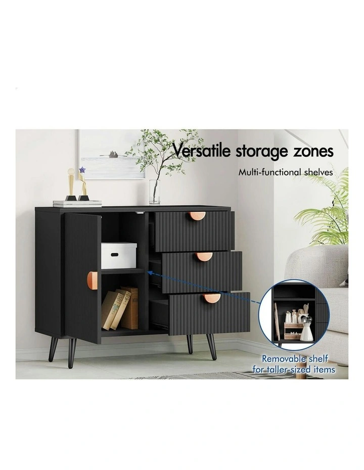 Buffet Sideboard Storage Cabinet in Black image 3