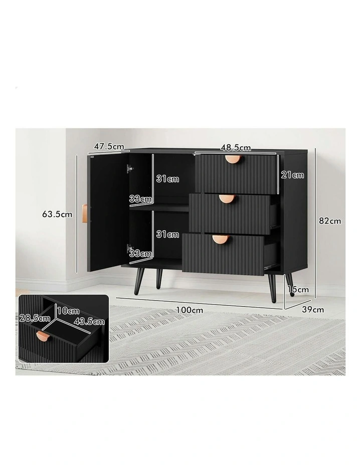Buffet Sideboard Storage Cabinet in Black image 6