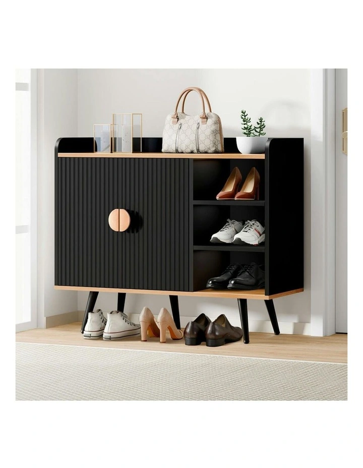 Shoe Storage Cabinet 18 Pairs in Black image 2