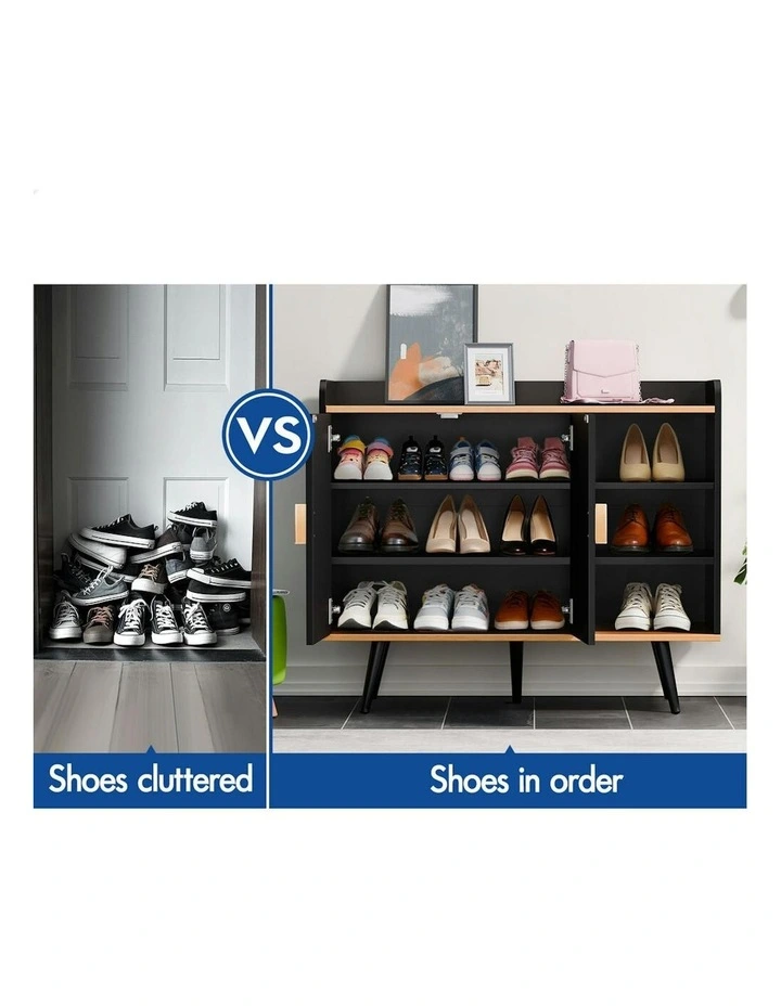 Shoe Storage Cabinet 18 Pairs in Black image 3