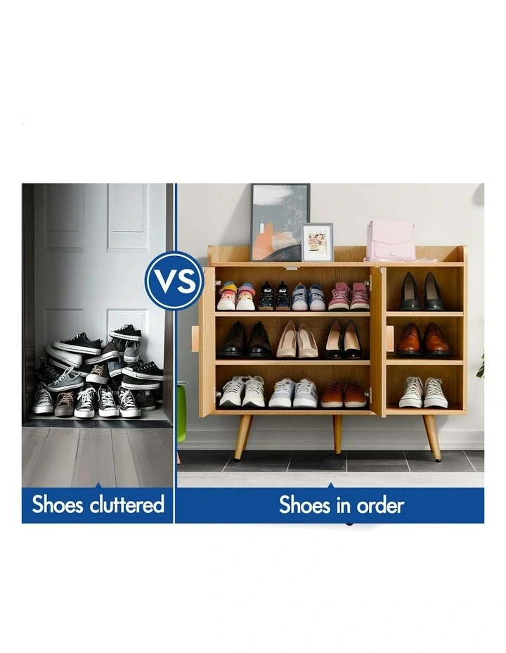 Shoe Storage Cabinet 18 Pairs in Wood image 3
