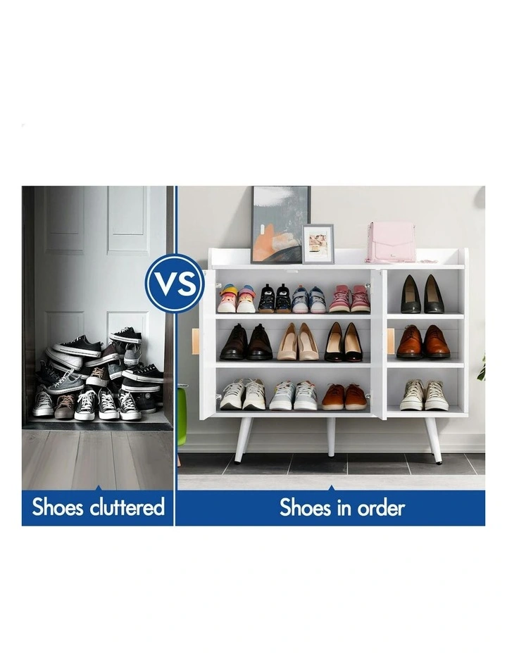 Shoe Storage Cabinet 18 Pairs in White image 3