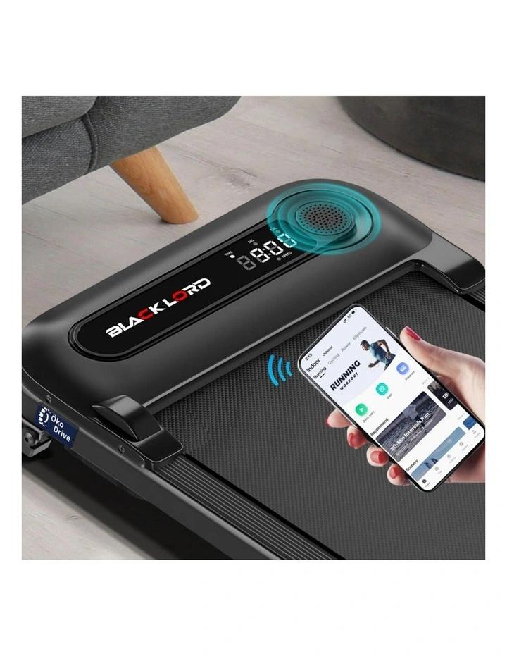 Incline Shock Absorbers Electric Walking Pad Treadmill in Black image 2