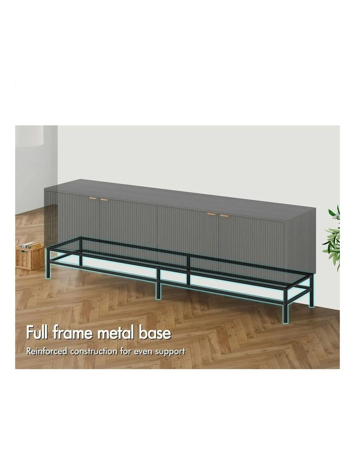 Entertainment Unit TV Cabinet 180cm in Black image 2