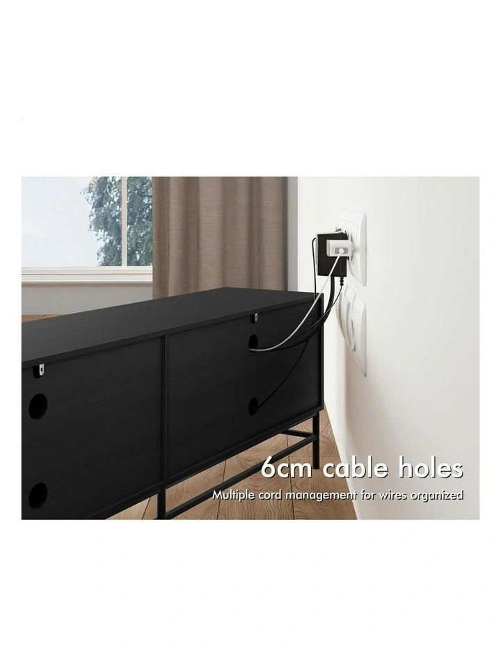 Entertainment Unit TV Cabinet 180cm in Black image 3