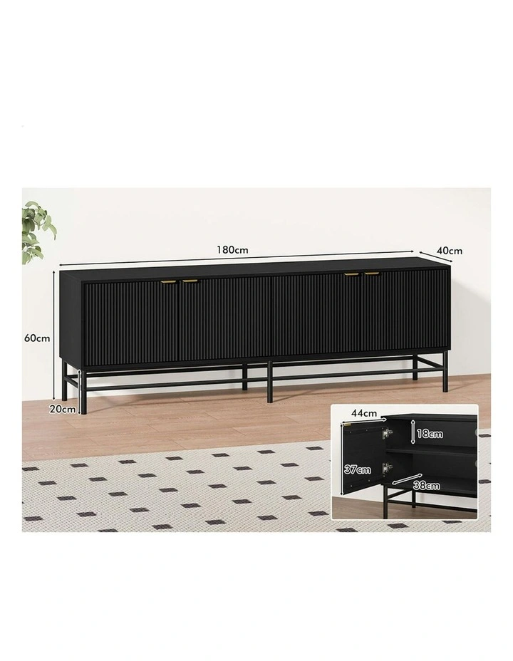 Entertainment Unit TV Cabinet 180cm in Black image 5