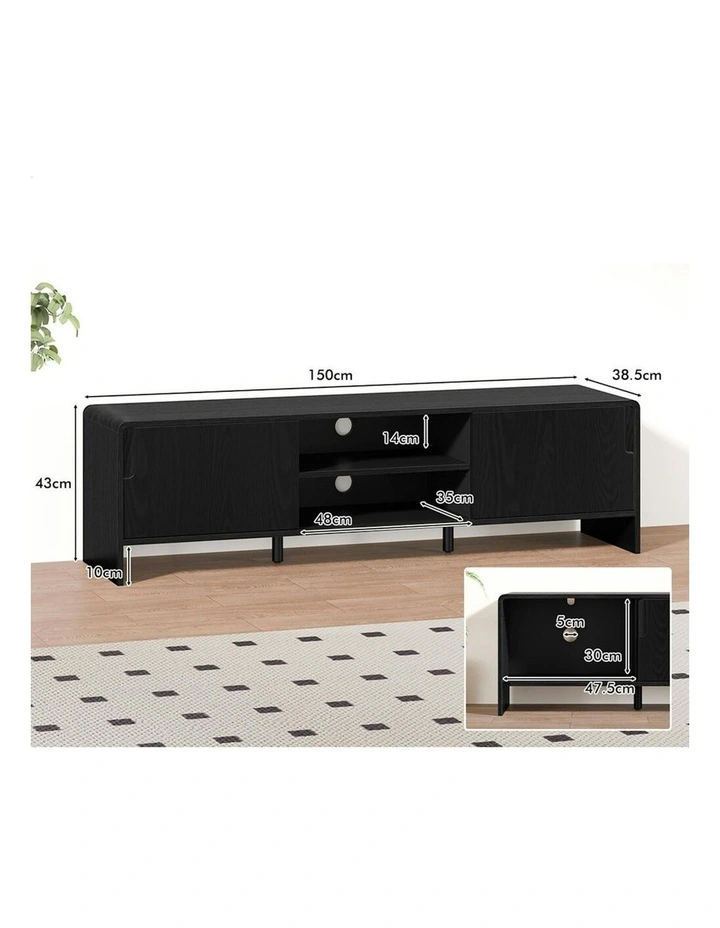 Entertainment Unit 150cm TV Cabinet in Black image 3