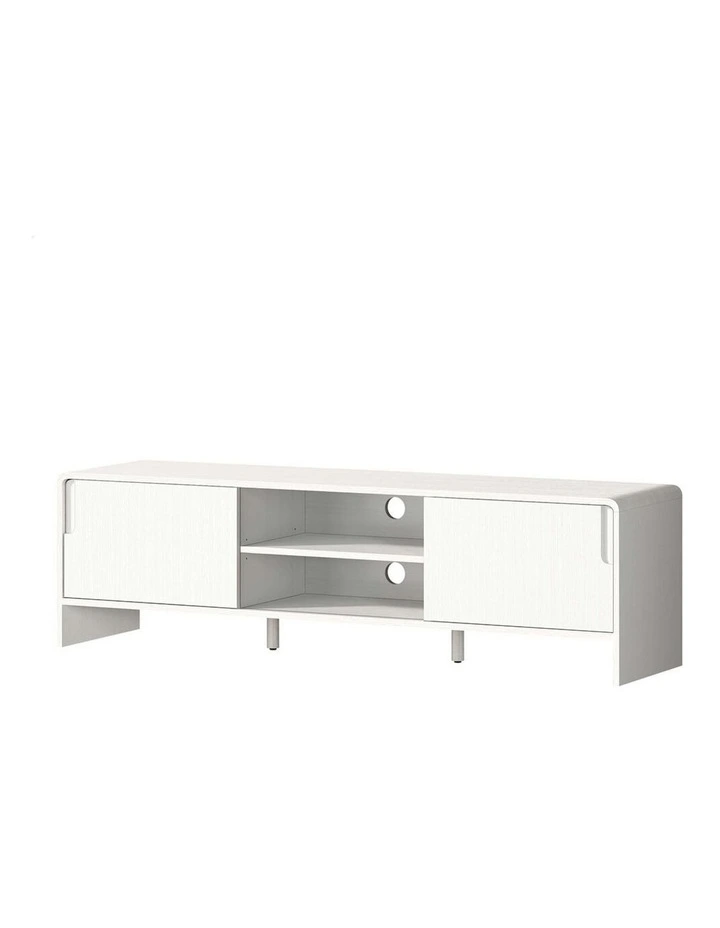 Entertainment Unit Sliding Doors TV Cabinet 150cm in White image 1